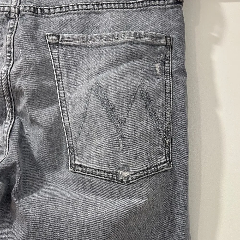MOTHER Gray Scrapper Cuff Ankle Fray Jeans, Size 30